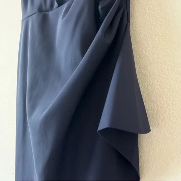 NWT Alex Evenings Navy Side Drape Tulip Hem Column Gown Size 4 Embellished